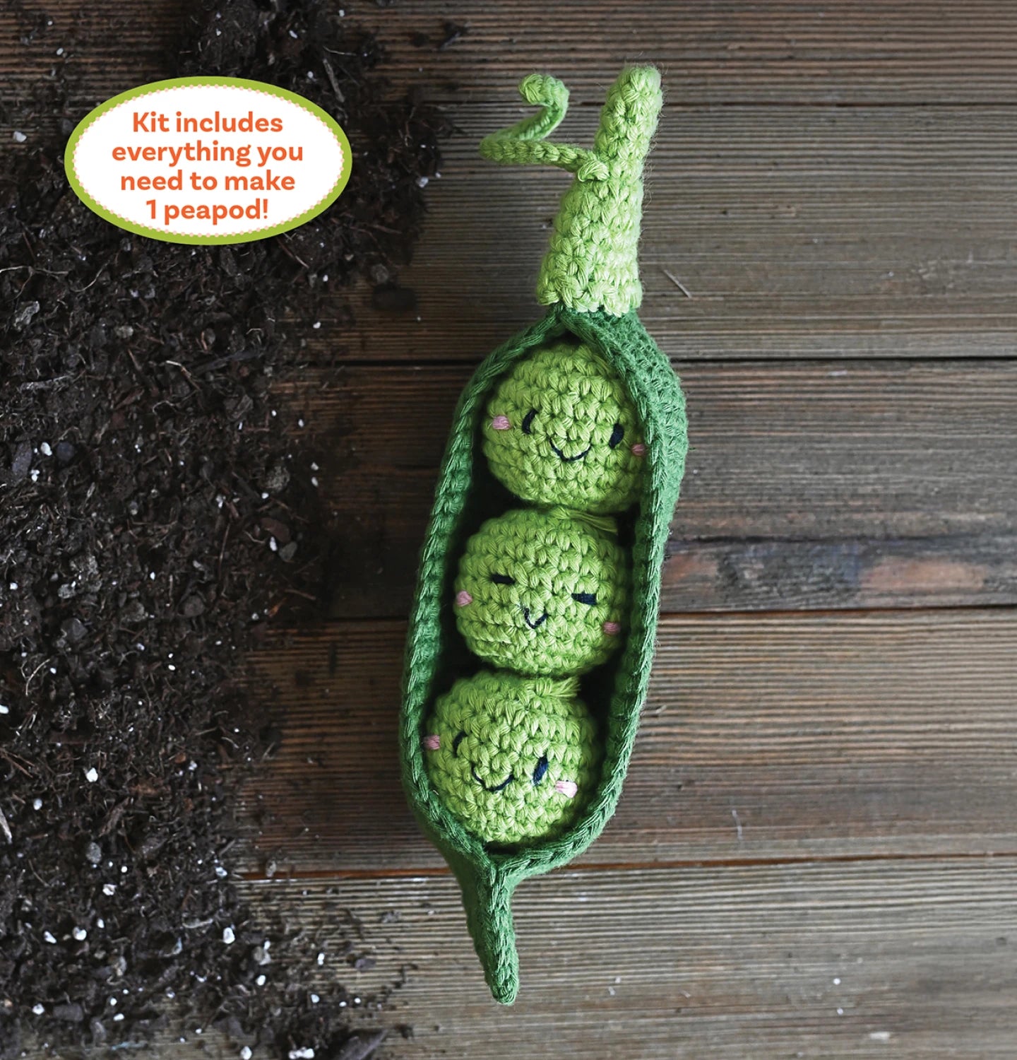 Crochet Your Veggies Amigurumi Kit Pea Pod - Special Order