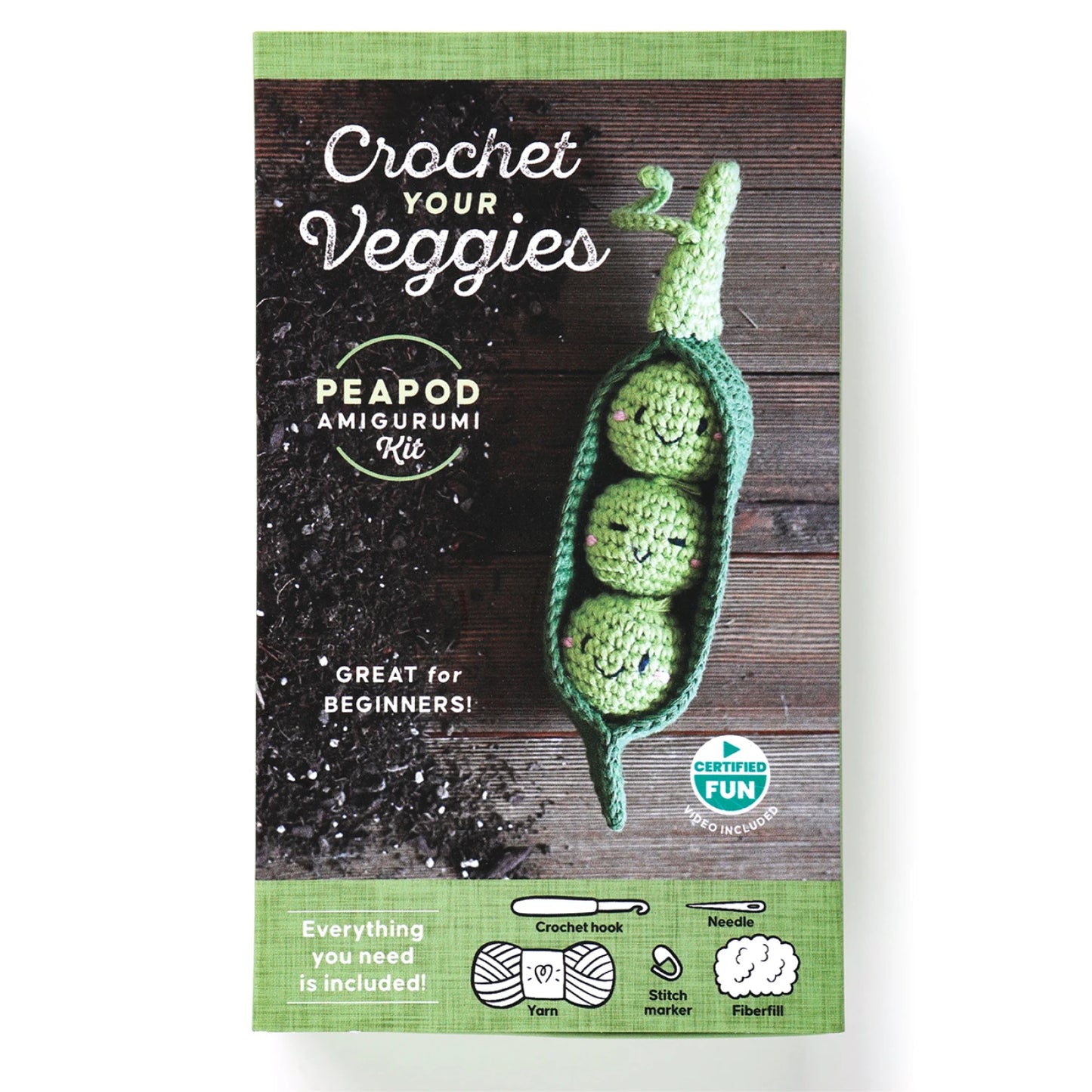 Crochet Your Veggies Amigurumi Kit Pea Pod - Special Order