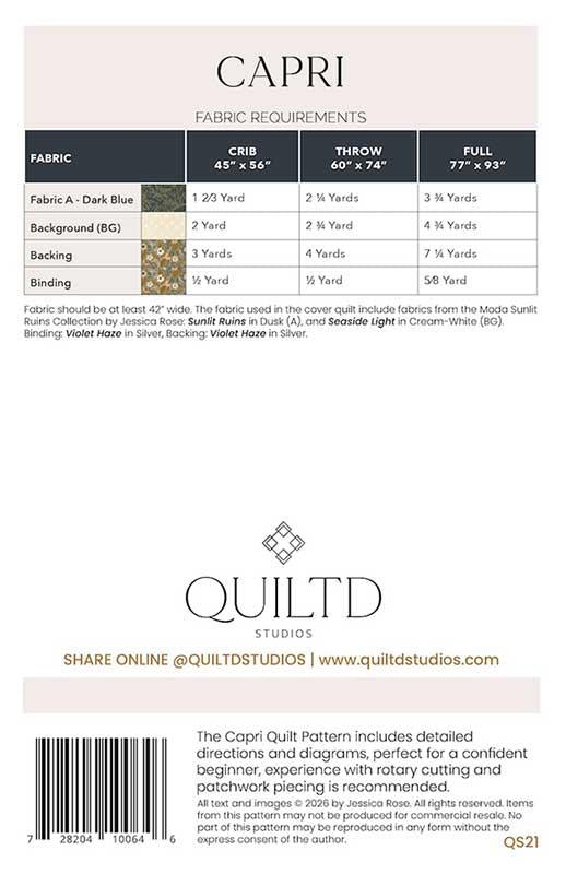 Capri Quilt Pattern by Quiltd Studios