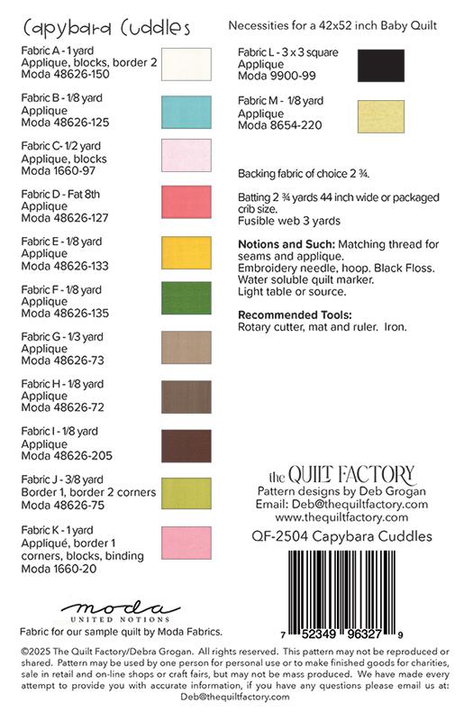 Capybara Cuddles Appliqué Quilt Pattern by The Quilt Factory