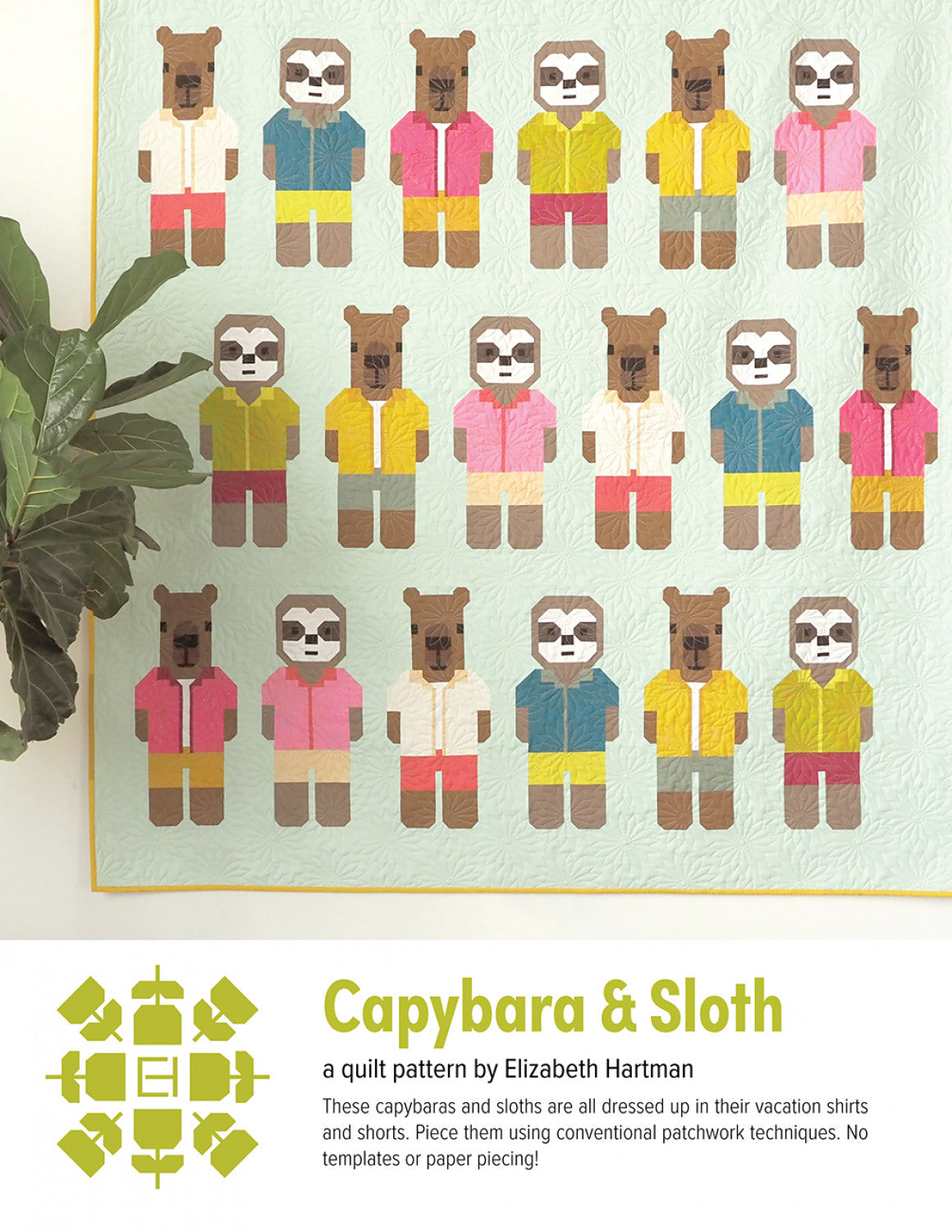 Capybara and Sloth Quilt Pattern by Elizabeth Hartman