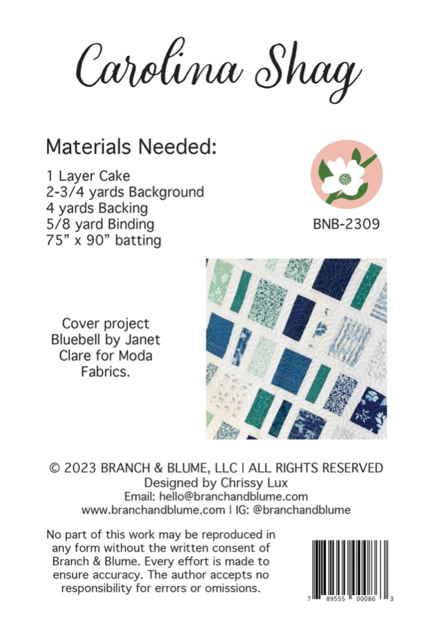 Carolina Shag Quilt Kit featuring Bluebell by Janet Clare