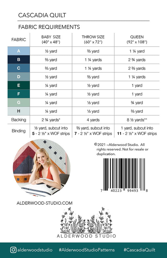 Cascadia Quilt Pattern by Alderwood Studio