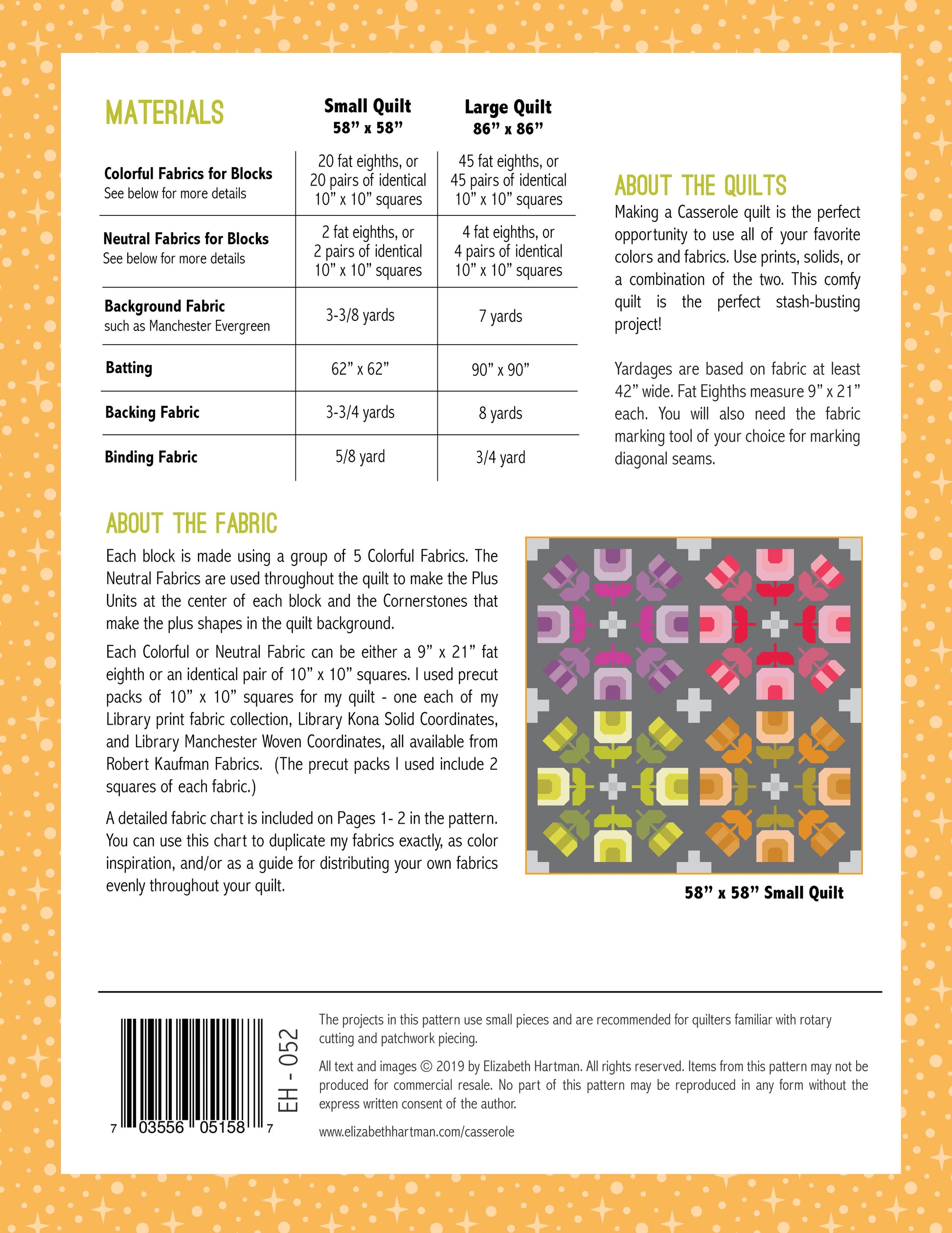 Casserole Quilt Pattern by Elizabeth Hartman