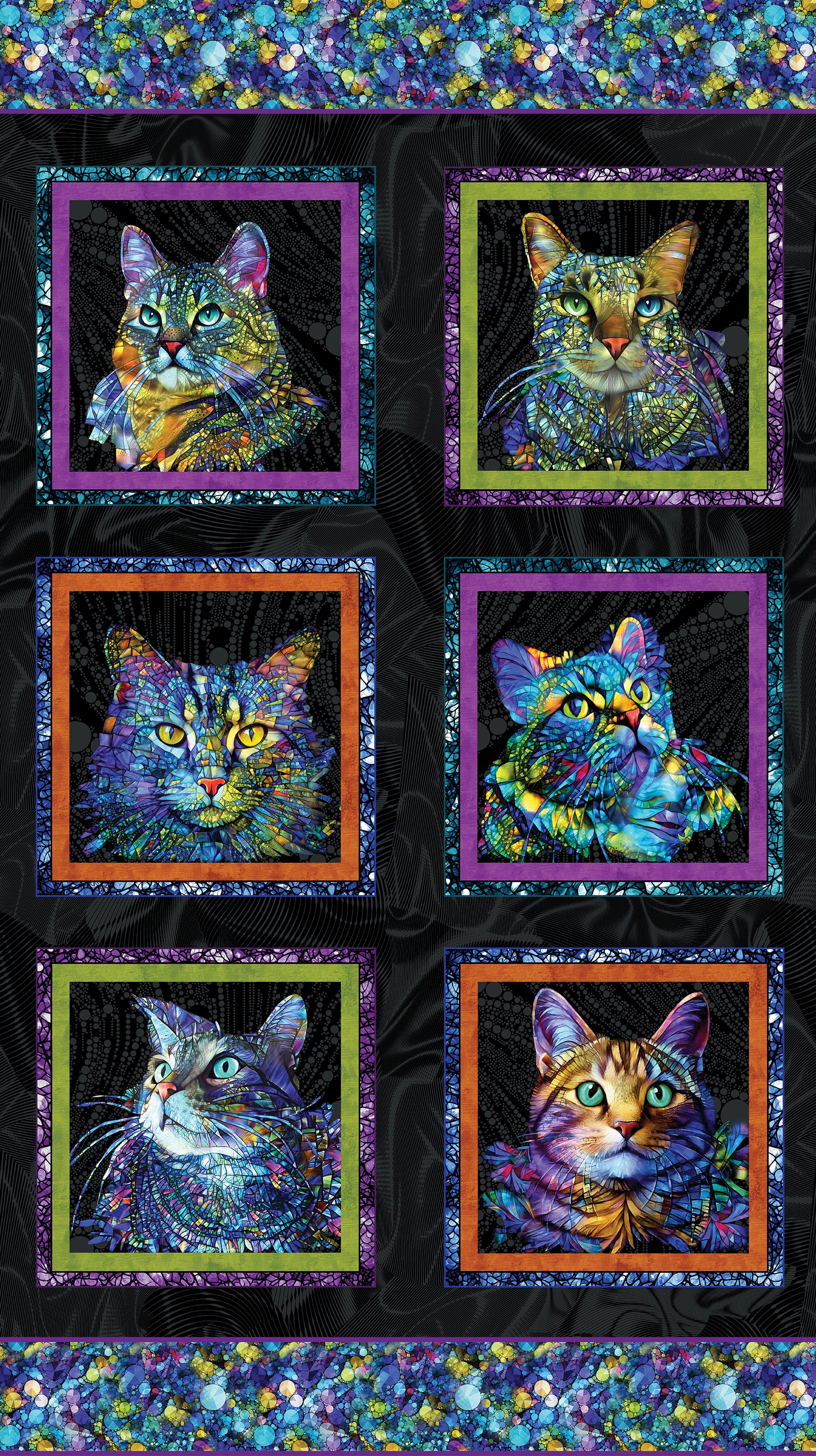 Cat Artistry by Peggy Collins : Panel Black/Multi 16732-12