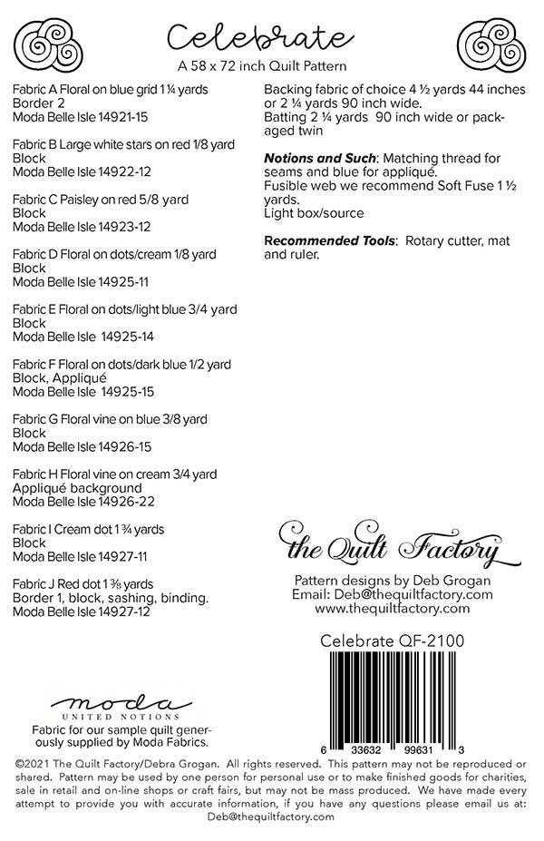 Celebrate Applique Quilt Pattern by The Quilt Factory