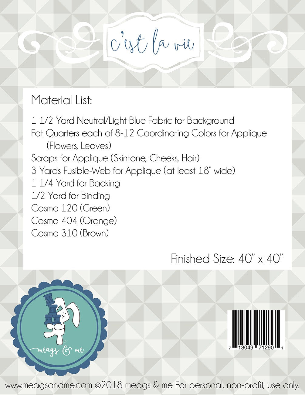 C'est La Vie Quilt Pattern by Meags & Me - Special Order
