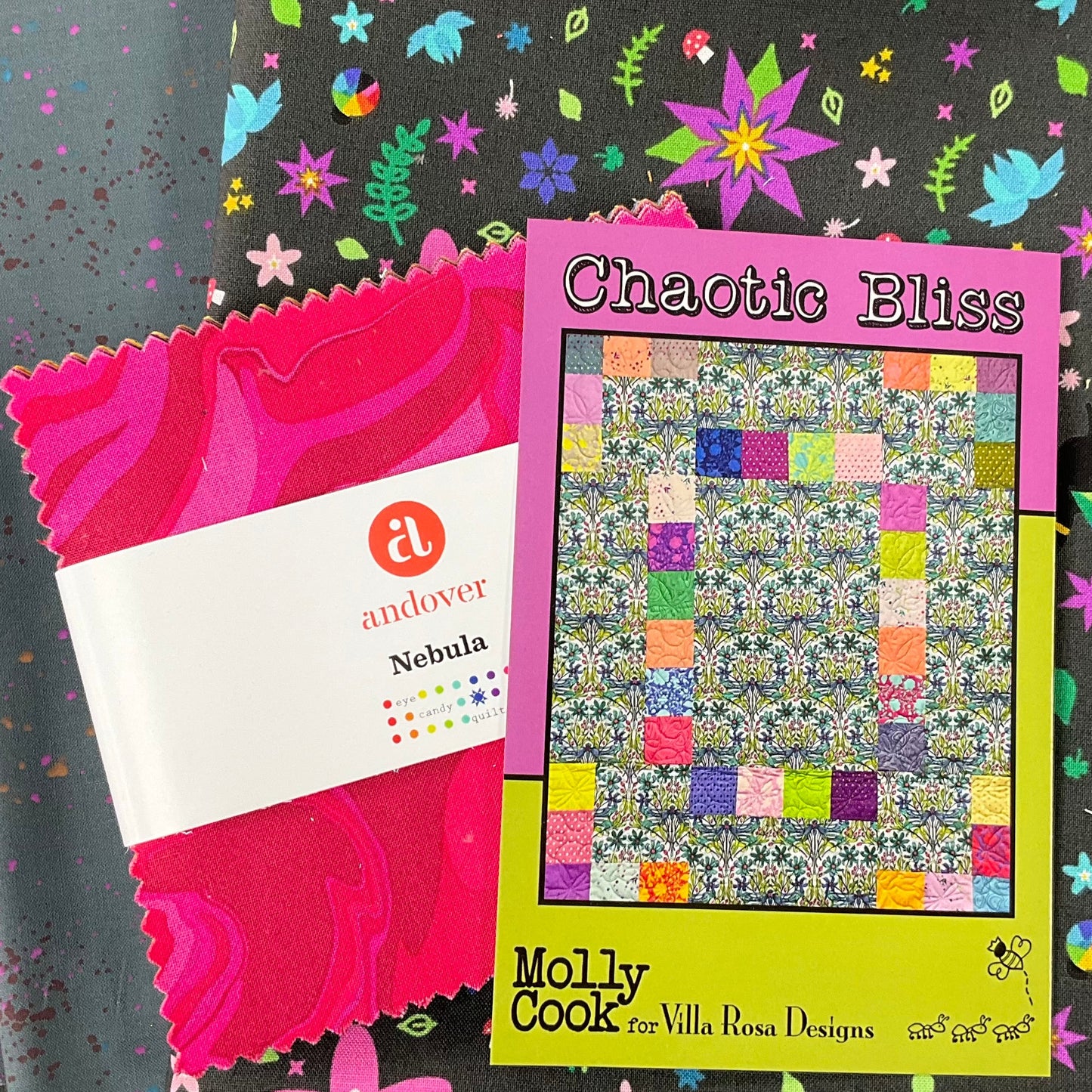 Chaotic Bliss Quilt Kit featuring Nebula by Andover