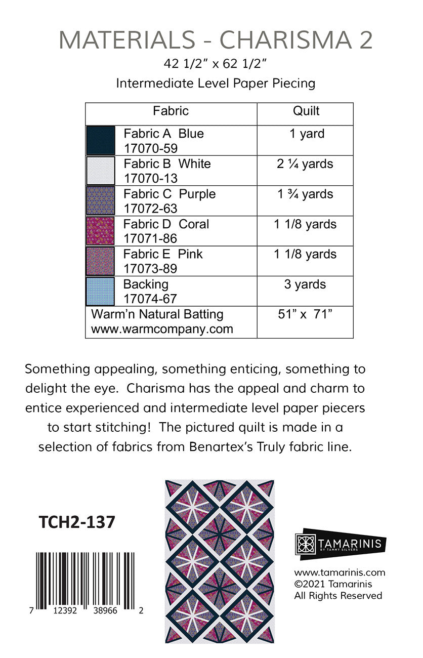 Charisma Quilt Pattern by Tamarinis