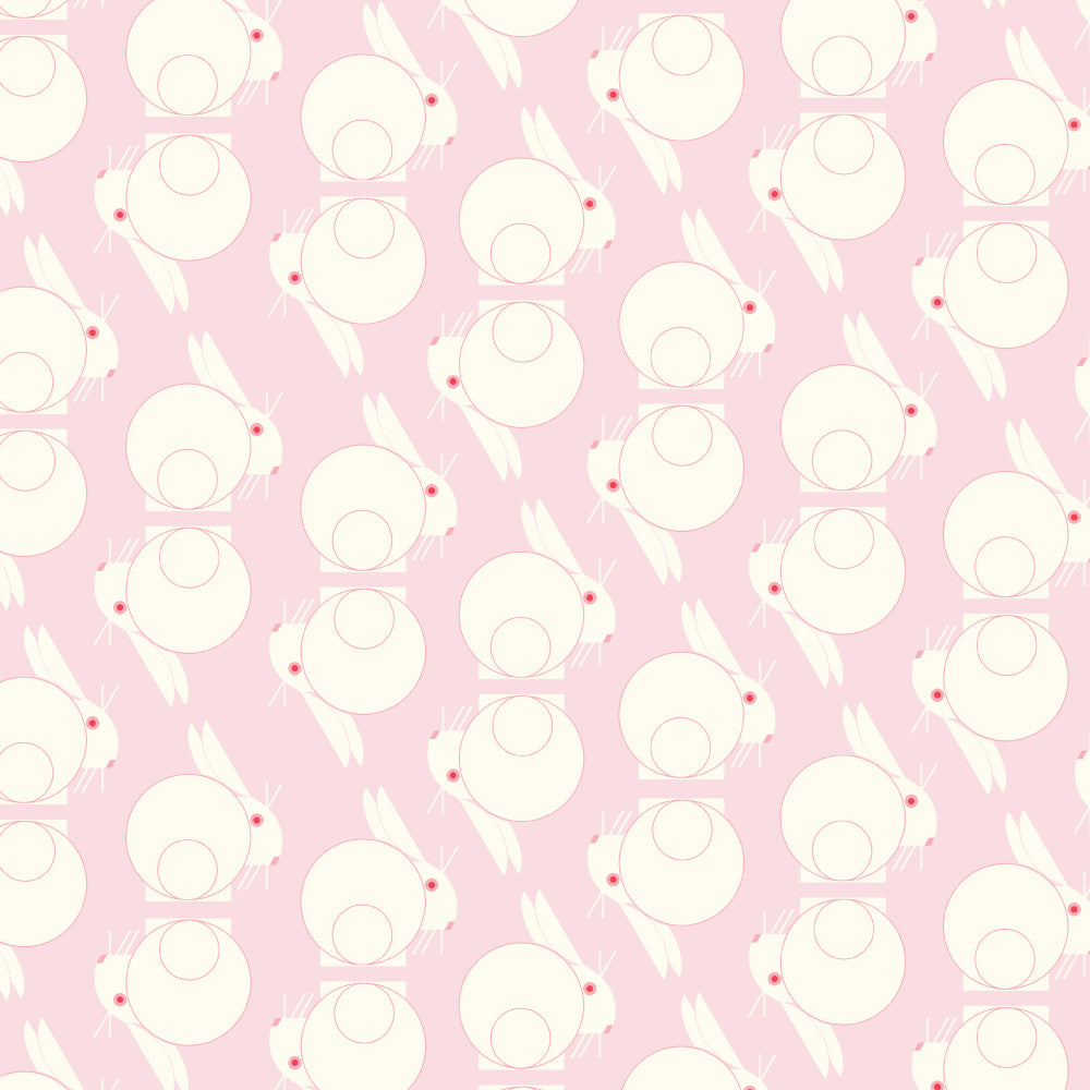 Charley Harper Best Friends - Bunnies Stagger Blush Poplin CH-385