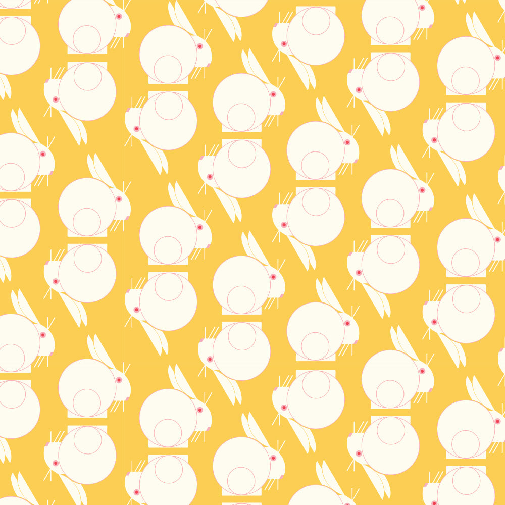 Charley Harper Best Friends - Bunnies Stagger Sunshine Poplin CH-387