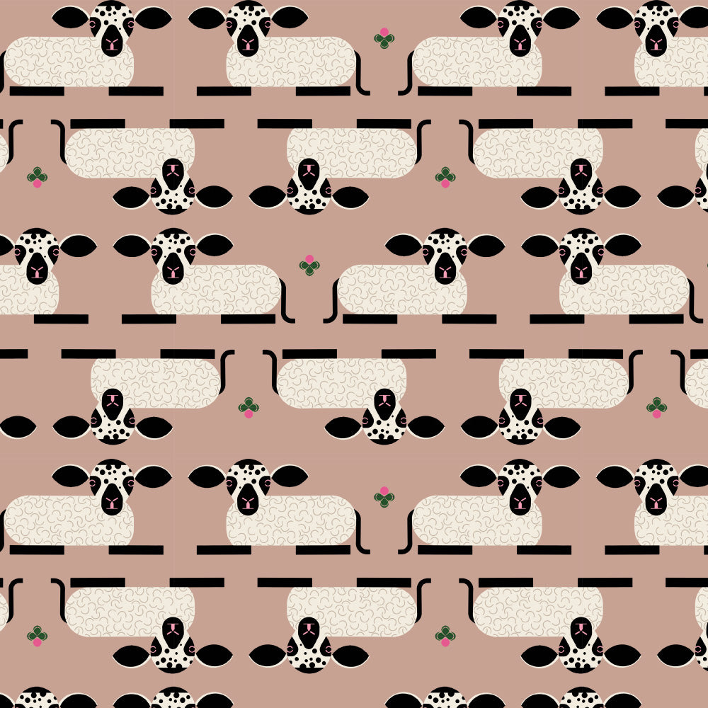 Charley Harper Best Friends - Resting Lamb Latte Poplin CH-380