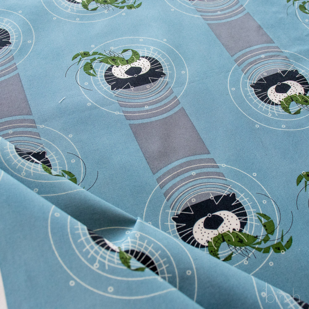 Charley Harper Coastal Vol 2 - Otter vs Crawfish Poplin CH-442