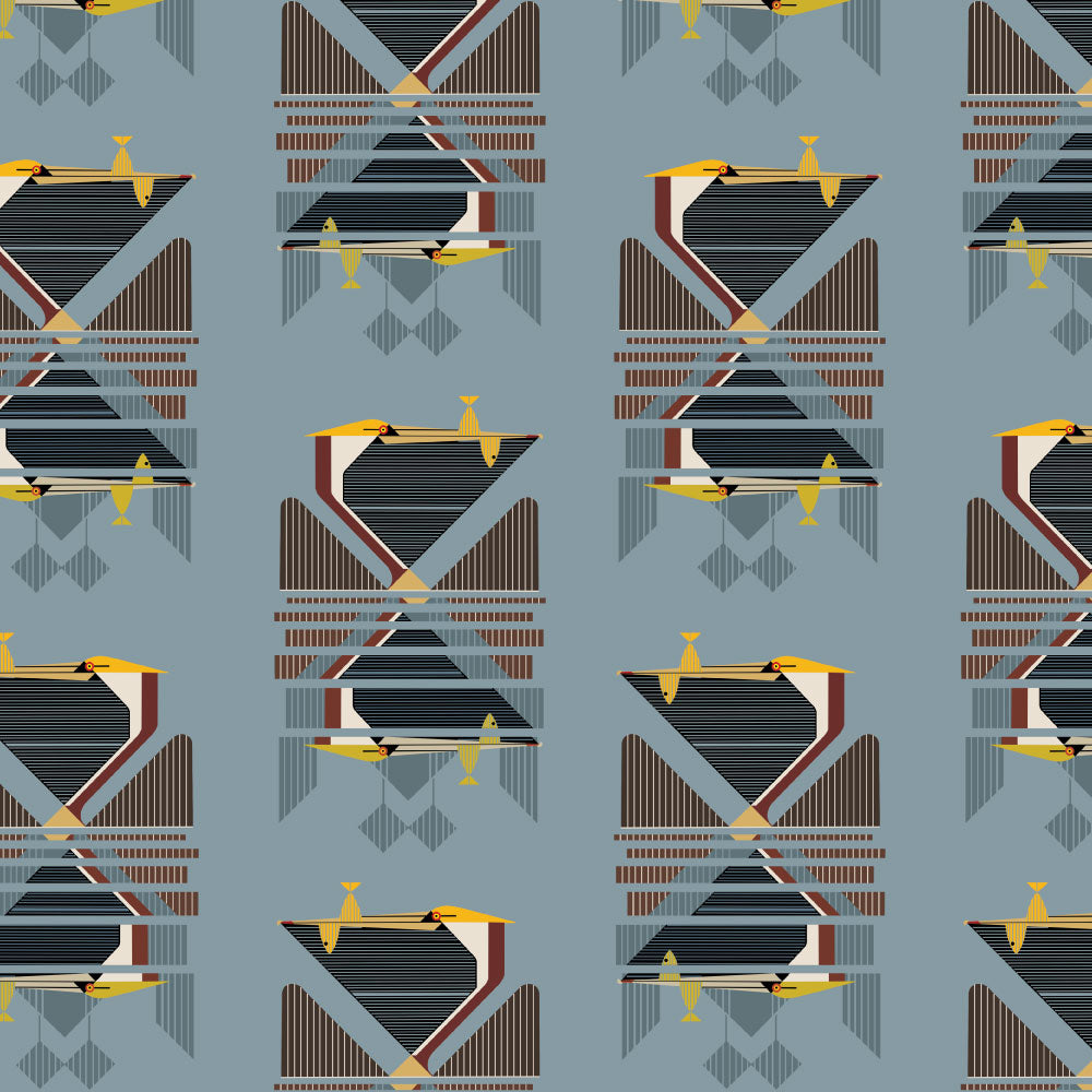 Charley Harper Coastal Vol 2 - Pelican Reflection Poplin CH-445