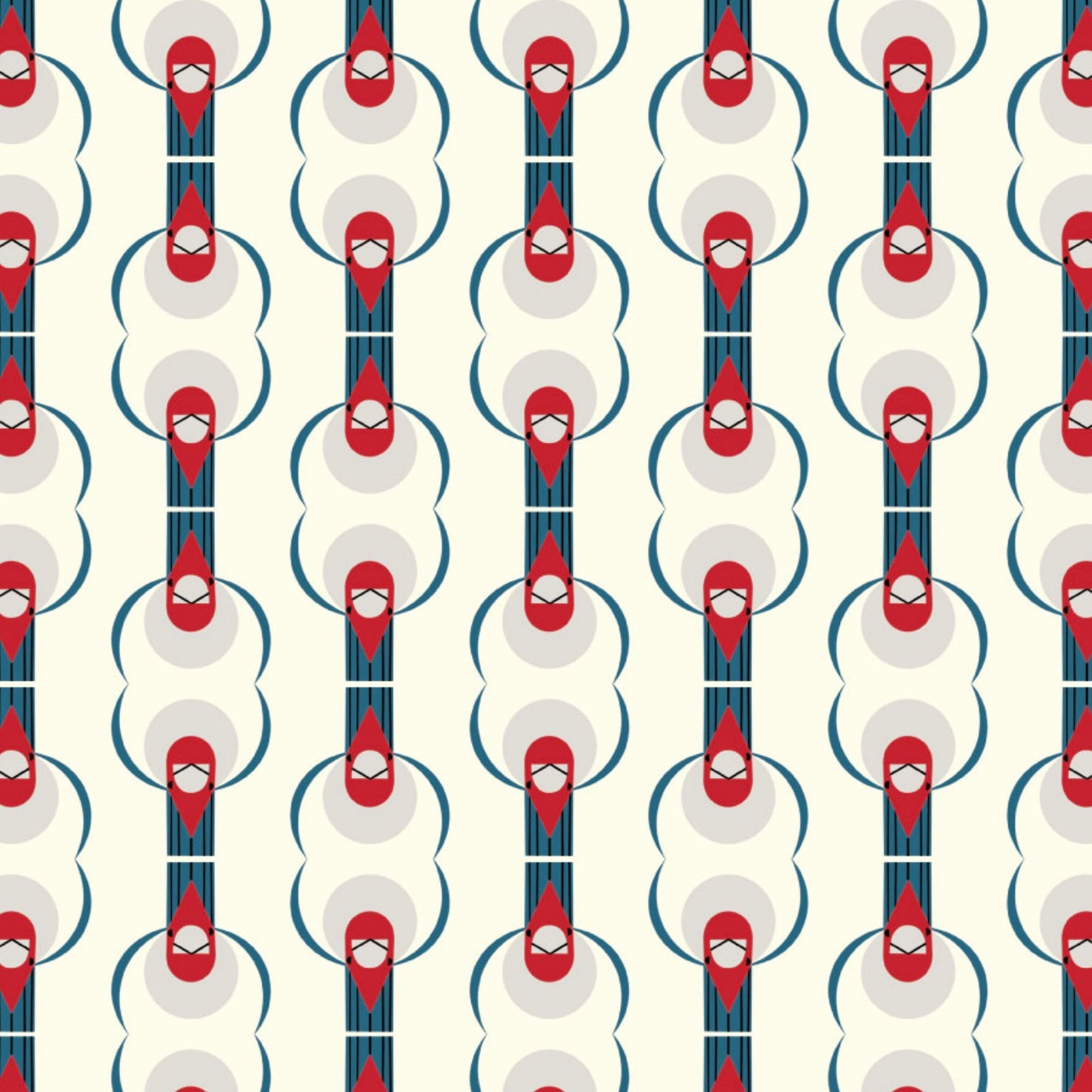 Charley Harper Discovery Place - Red Crested Cardinal Poplin CH-349