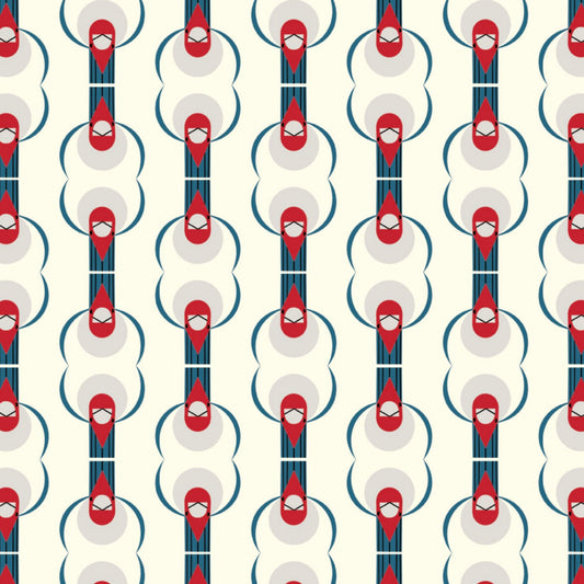 Charley Harper Discovery Place - Red Crested Cardinal Poplin CH-349