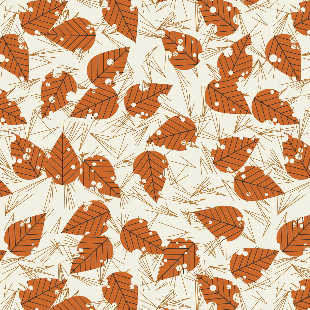 Charley Harper Michigan Audubon - Leaves & Pine Needles Poplin CH-392