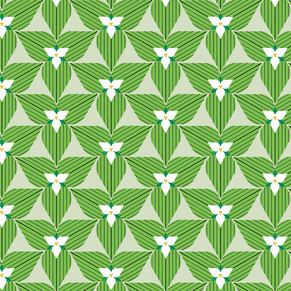 Charley Harper Michigan Audubon - Trillium Flowers Poplin CH-395