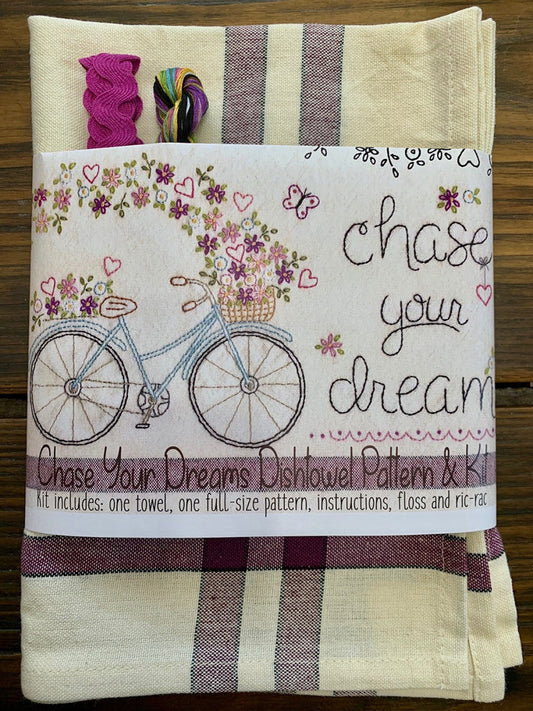 Chase Your Dreams Embroidery Dishtowel Kit # BR265K - Special Order
