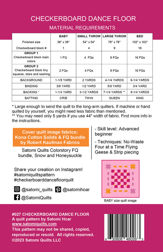 Checkerboard Dance FloorQuilt Pattern by Satomi Quilts