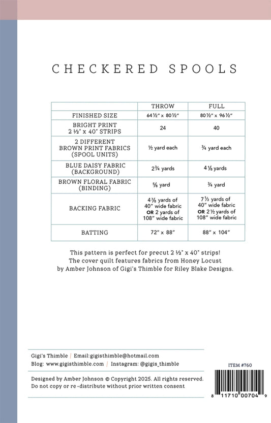 Checkered Spools Quilt Pattern by Gigi's Thimble