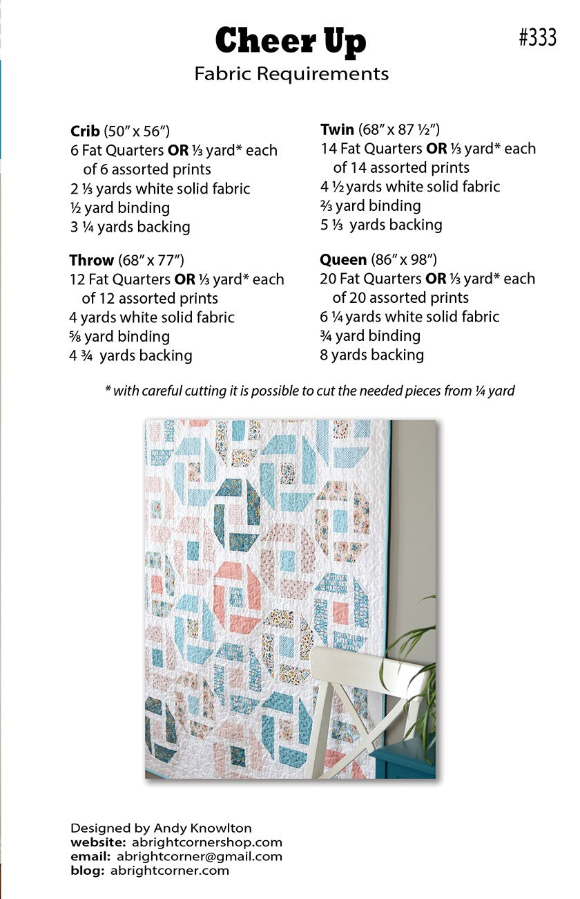 Cheer Up Quilt Pattern by A Bright Corner - AKBC333 -