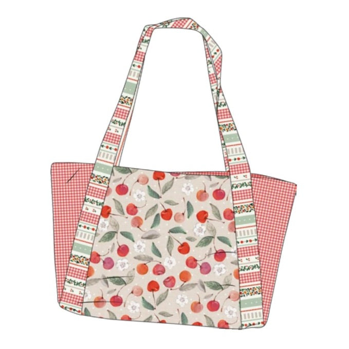 Cherry Orchard by Bernadett Urbanovics : Free PDF Picnic Tote Pattern