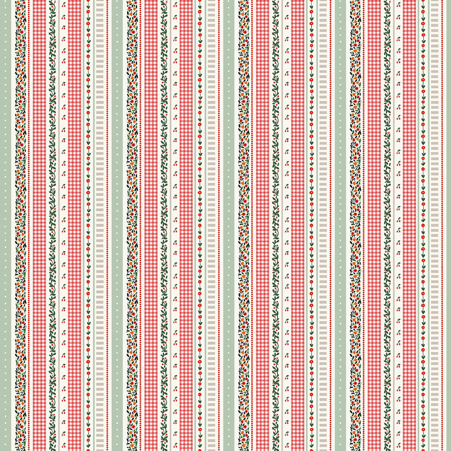 Cherry Orchard by Bernadett Urbanovics : Stripes Red Multi 91321-26