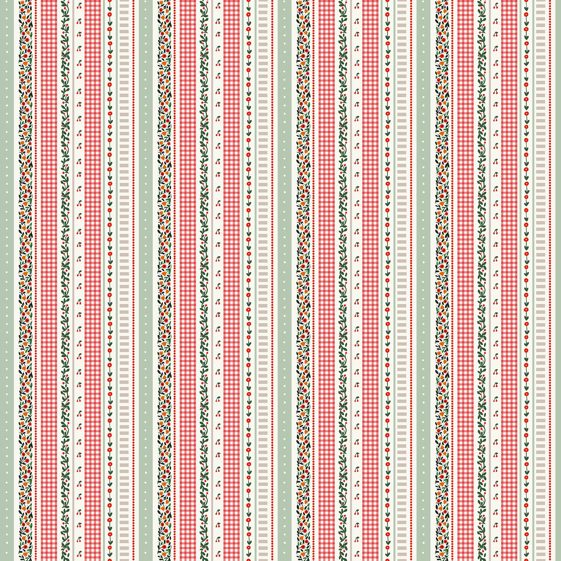 Cherry Orchard by Bernadett Urbanovics : Stripes Red Multi 91321-26