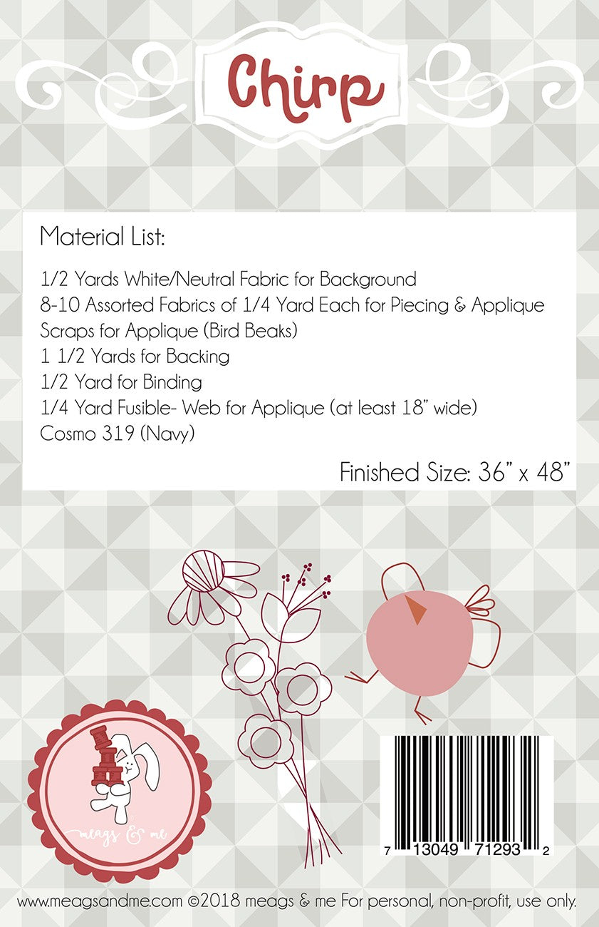 Chirp Quilt Pattern by Meags & Me - Special Order