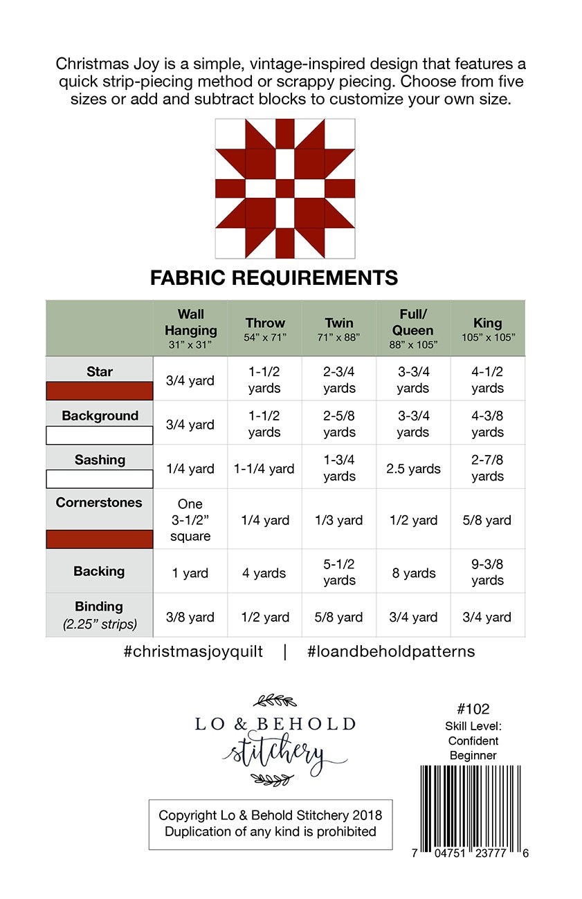 Christmas Joy Quilt Pattern by Lo & Behold Stitchery