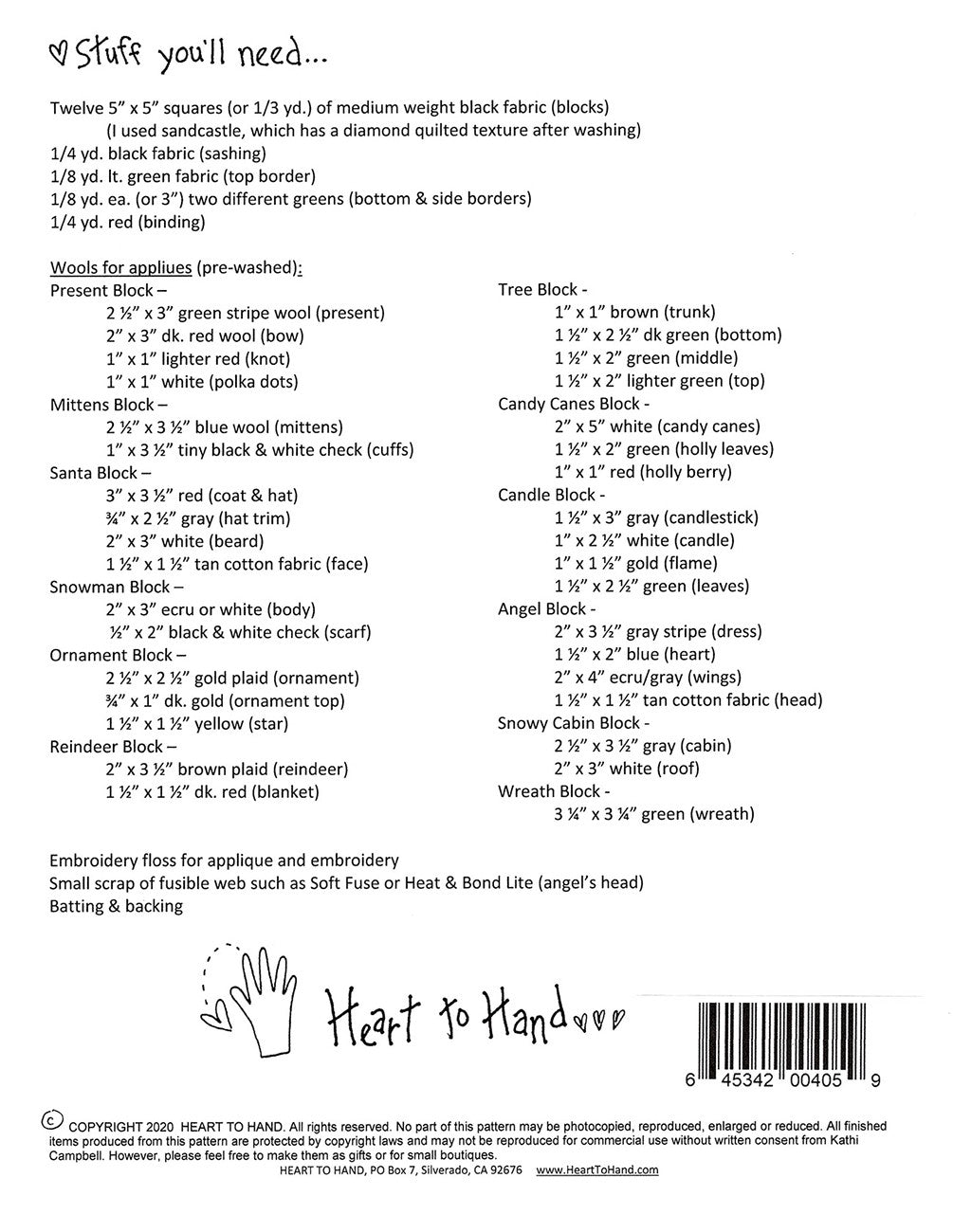 Christmas Sampler Mini Quilt # HTH405- Special Order