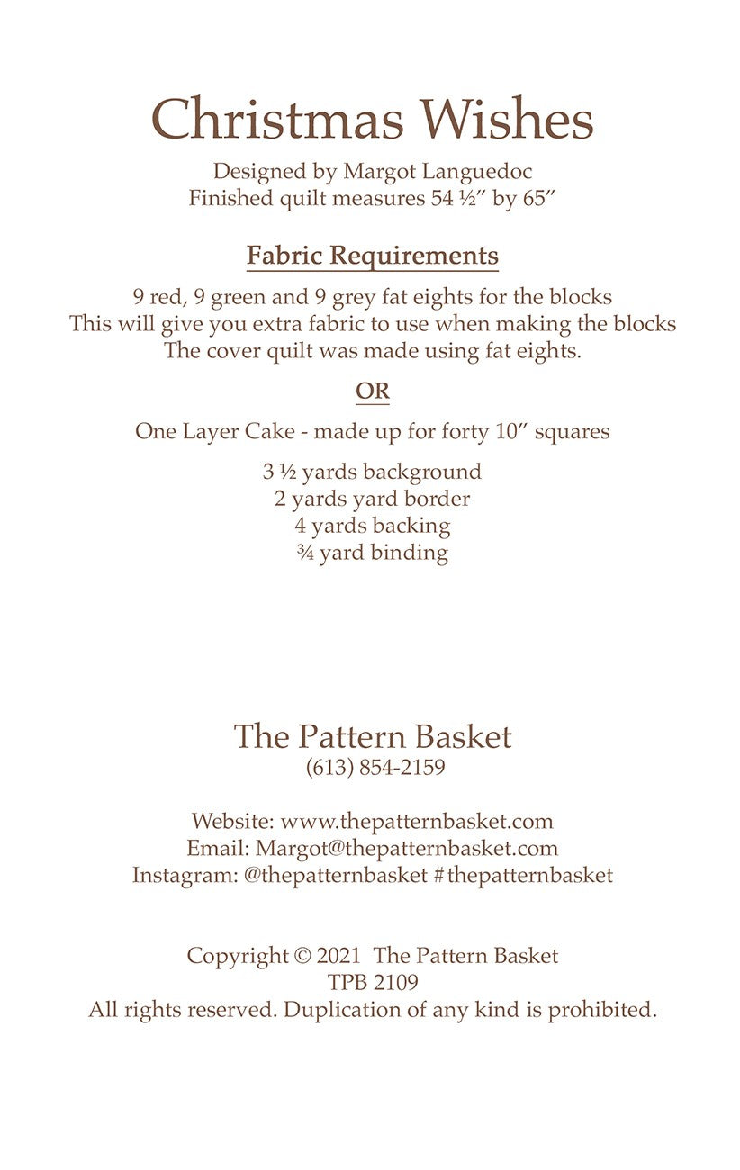 Christmas Wishes Quilt Pattern by The Pattern Basket