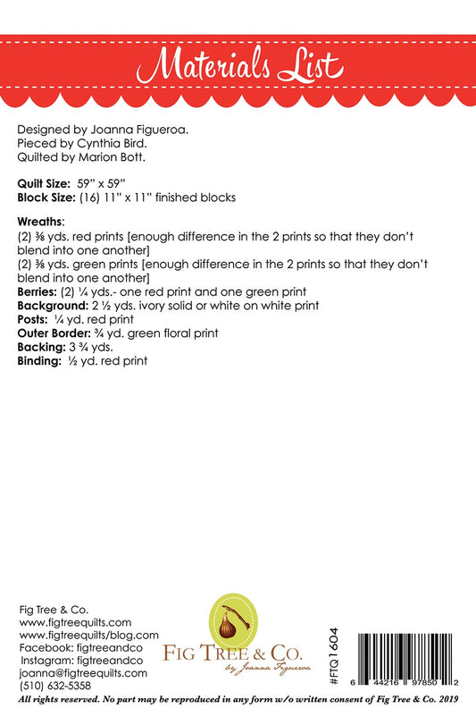 Christmas Wreaths Quilt Pattern by Fig Tree & Co.