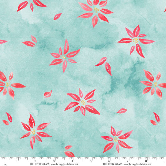 Christmas in Color by Goldi L. Studio : Whimsical Poinsettia 2449-71 Turquoise