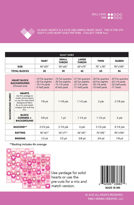 Classic Hearts Quilt Pattern by Quilty Love