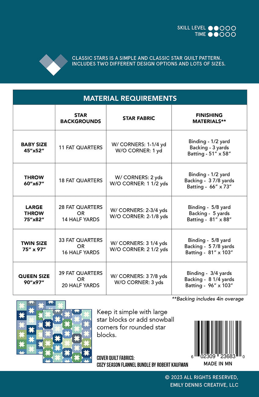 Classic Stars Quilt Pattern by Quilty Love