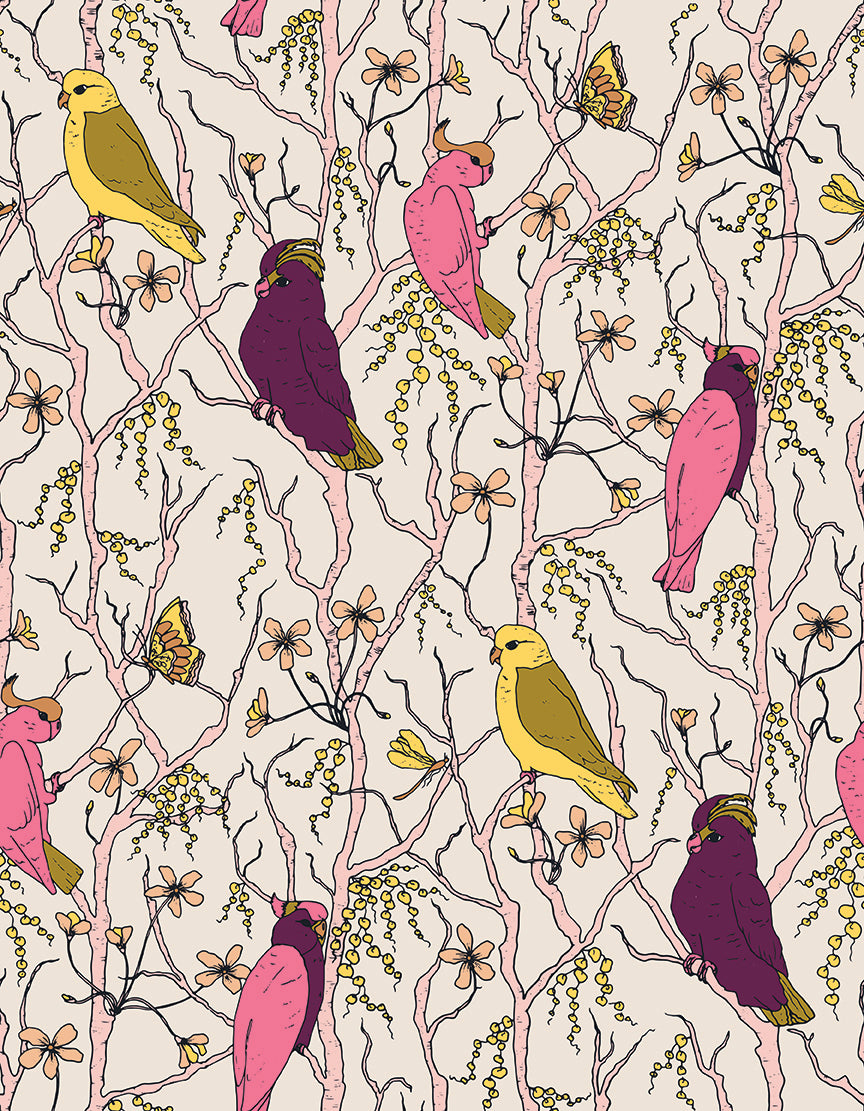 Cockatoos, Peaches & Pears by Kristina Hultkrantz : Flat Fat Stack 6 PC Ecru 120FQCPPECRU