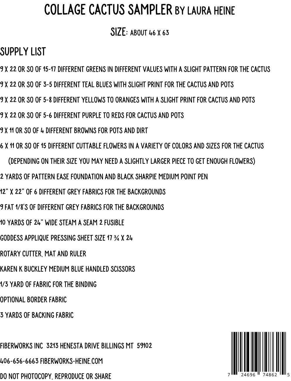 Collage Cactus Sampler # FWLHCACTUS - Special Order