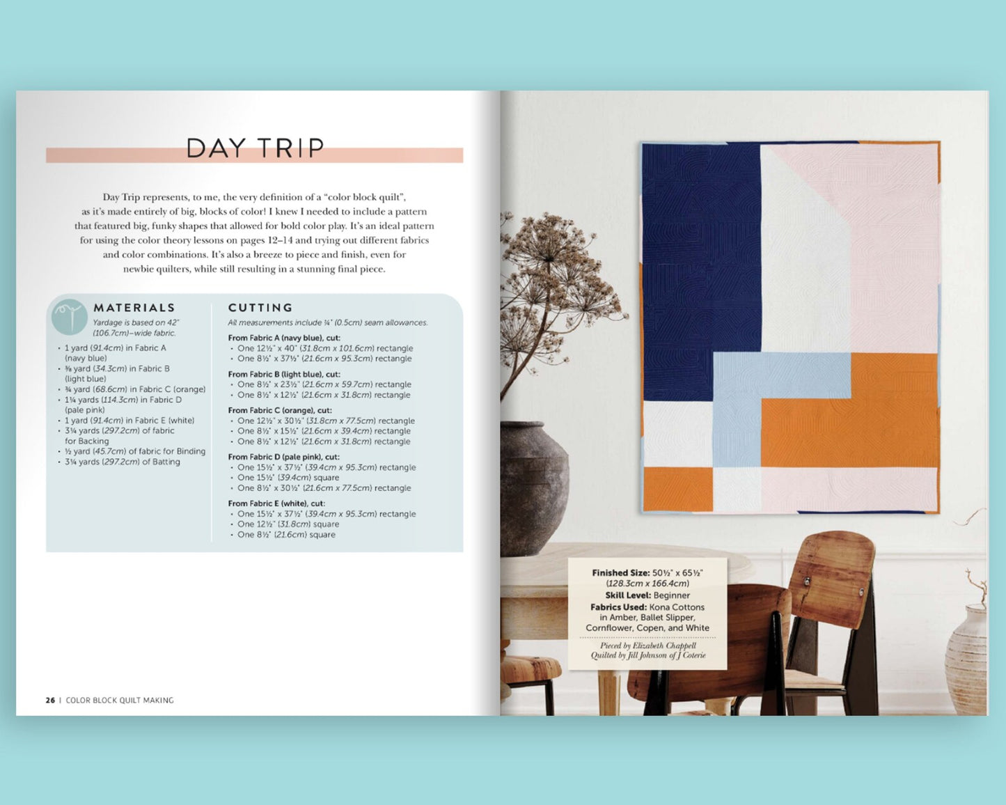 Color Block Quilt Making by Elizabeth Chappell