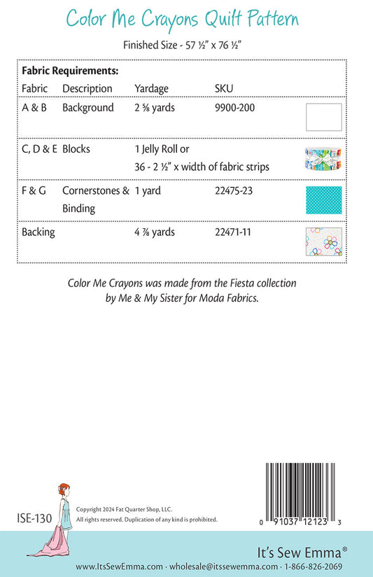 Color Me Crayons Quilt Pattern # ISE-130 - Special Order