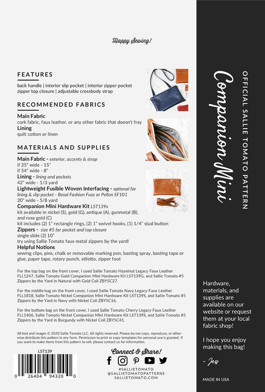 Companion Mini Pattern # LST139 - Special Order