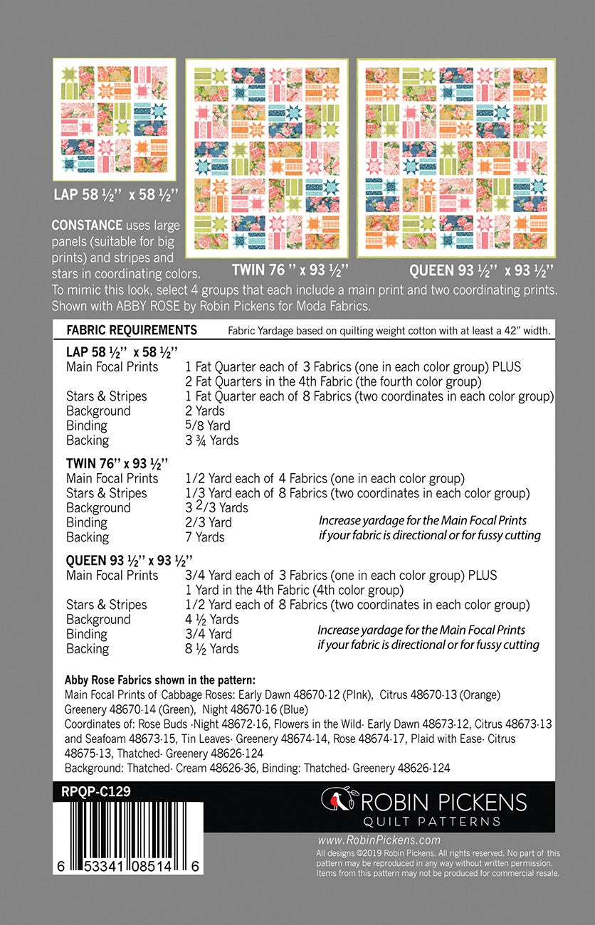 Constance Quilt Pattern by Robin Pickens