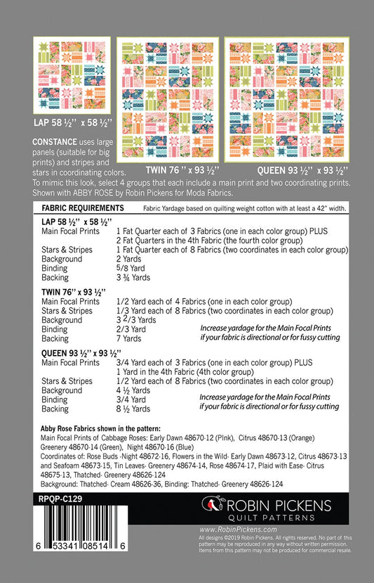 Constance Quilt Pattern by Robin Pickens