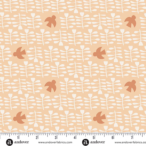 Conway Cottage by Karen Lewis Textiles : Amongst the Flowers Apricot A1417-O