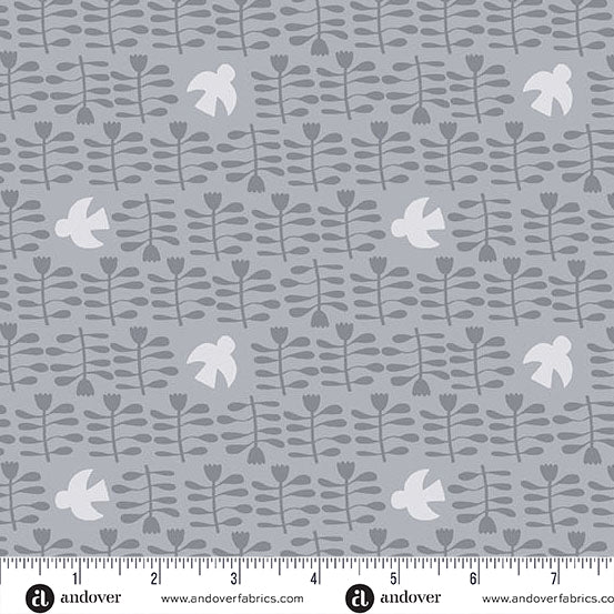 Conway Cottage by Karen Lewis Textiles : Amongst the Flowers Grey A1417-C