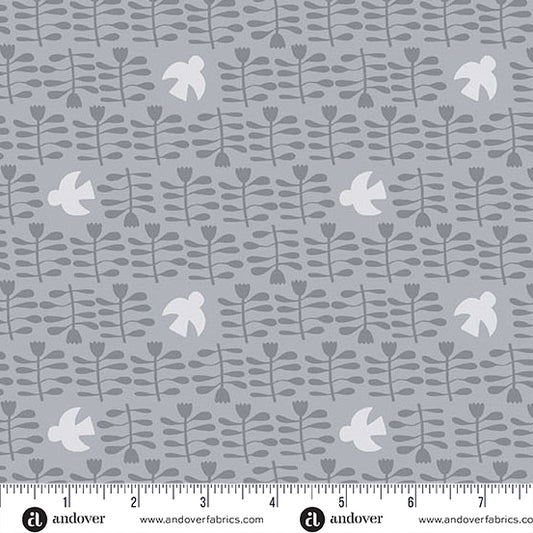Conway Cottage by Karen Lewis Textiles : Amongst the Flowers Grey A1417-C