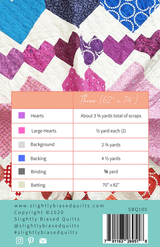 Cordate Quilt Pattern by Slightly Biased Quilts