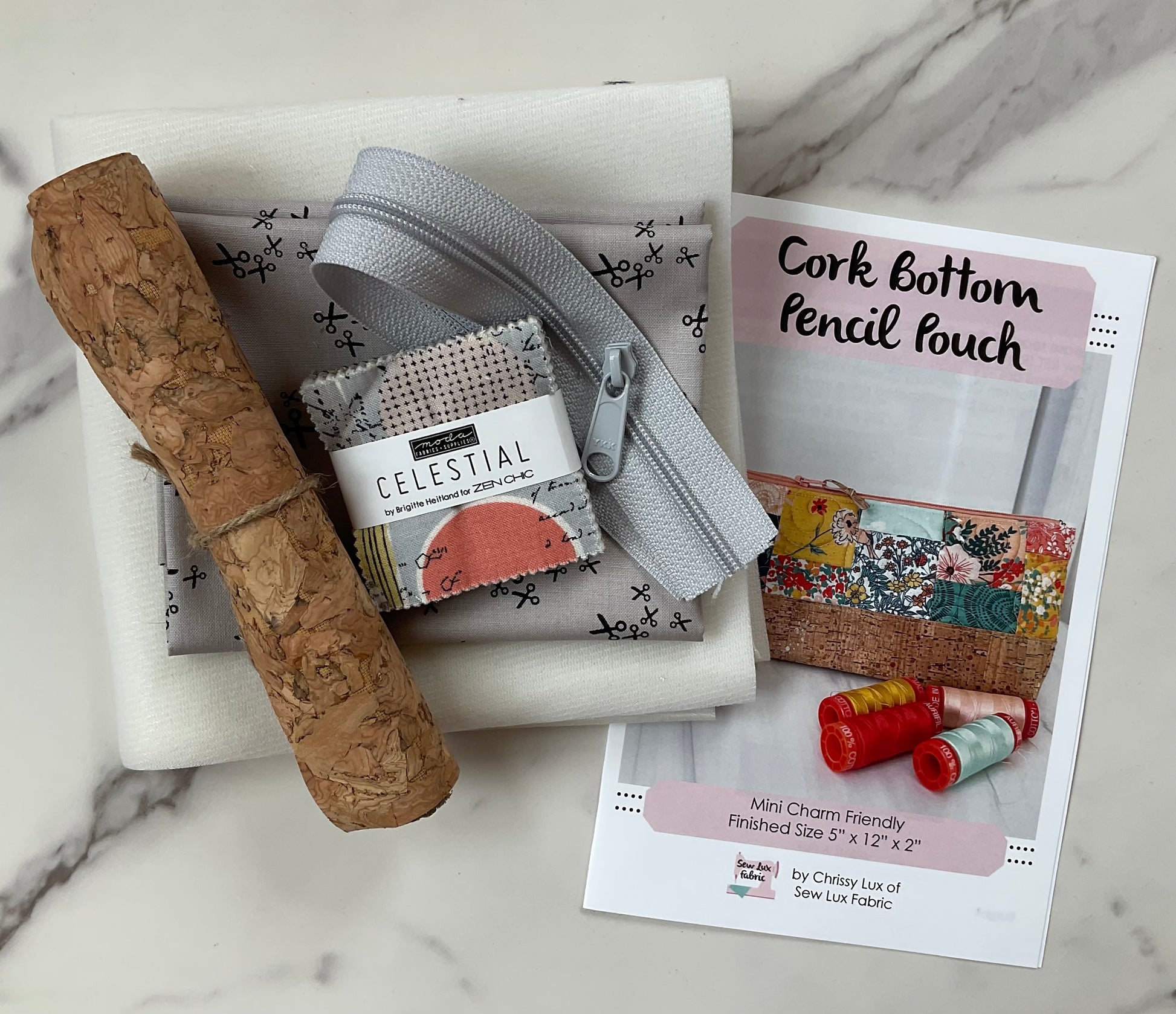 Cork Bottom Pencil Pouch Kit featuring Celestial by Zen Chic