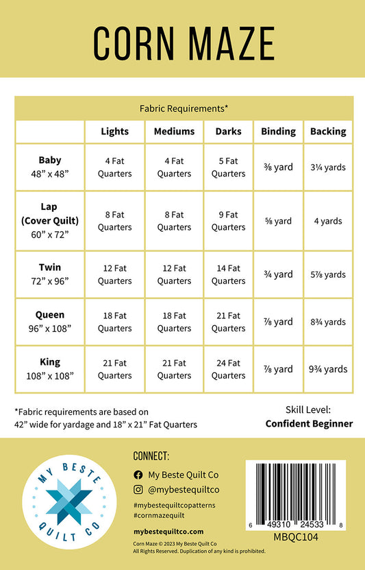 Corn Maze Quilt Pattern by My Beste Quilt Co.